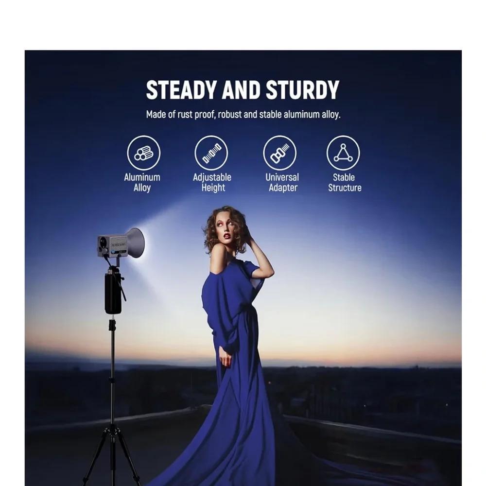 Photography Light Stand, 1.5-6.4ft/47-195cm Alum Reversible Studio tripod 059